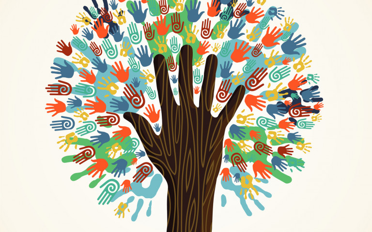 illustration de mains formant un arbre