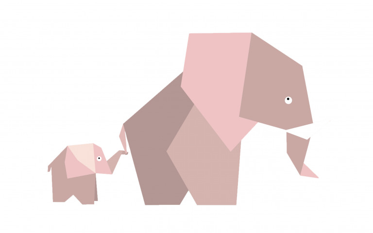 Illustratie geboorte olifantjes