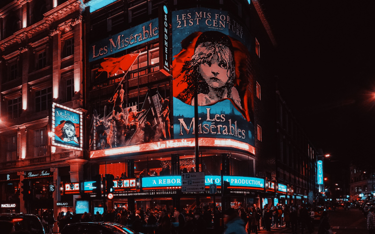 Les Miserables theatergevel in Soho London