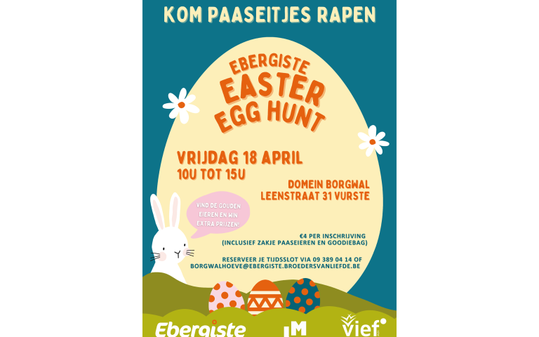 Poster Ebergiste paaseierenzoektocht uitnodiging