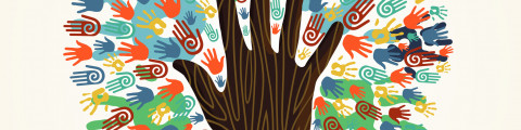 illustration de mains formant un arbre