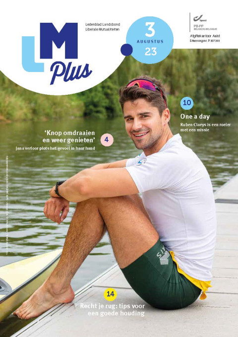 Cover van ledenblad LM Plus 2023 3 met roeier Ruben Claeys